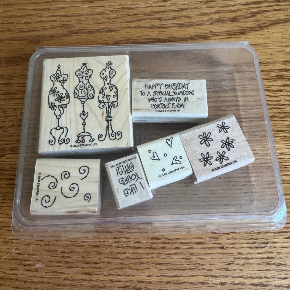 Stampin Up I Like Your Style‎ Rubber Stamp Set of 6 Wood Block 2003 Vintage